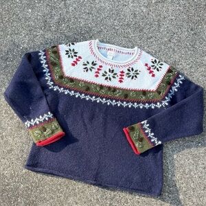ALPS Cozy Roll Neck Sweater Size M | Fluffy Wool Blend Fair Isle Winter Knit
